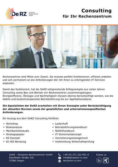 Consulting Leistungen f&uuml;r Rechenzentren
