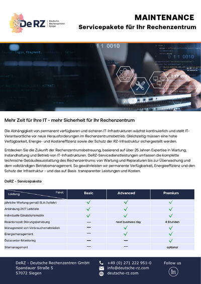 DeRZ-Servicepakete für mehr Sicherheit im Rechenzentrum