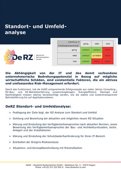 Standortanalyse, Umfeldanalyse für Rechenzentren