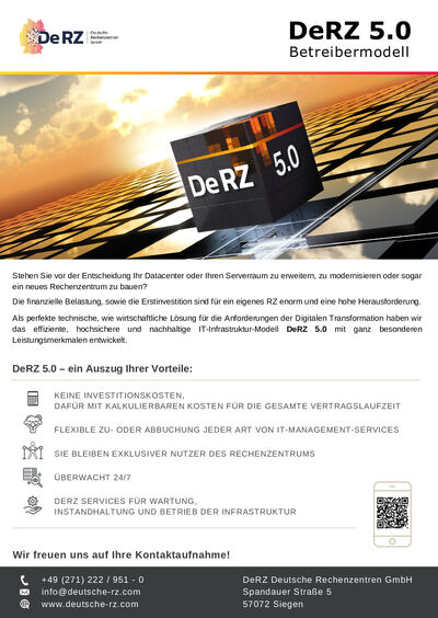 DeRZ 5.0 - das Betreibermodell für Rechenzentren