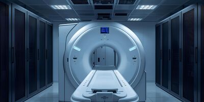 Serverracks und MRT-Geräte stehen im Rechenzentrum